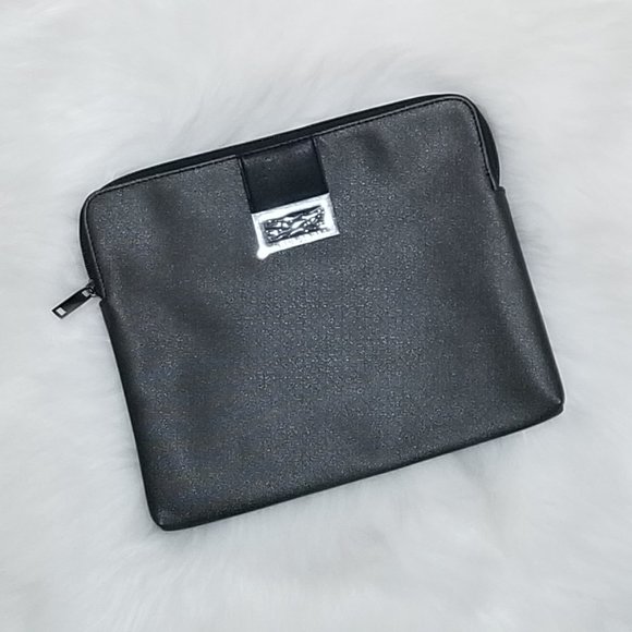 BULGARI Handbags - Bulgari BVLGARI Metallic Shimmer Black Zippered Bag 11" x 9”